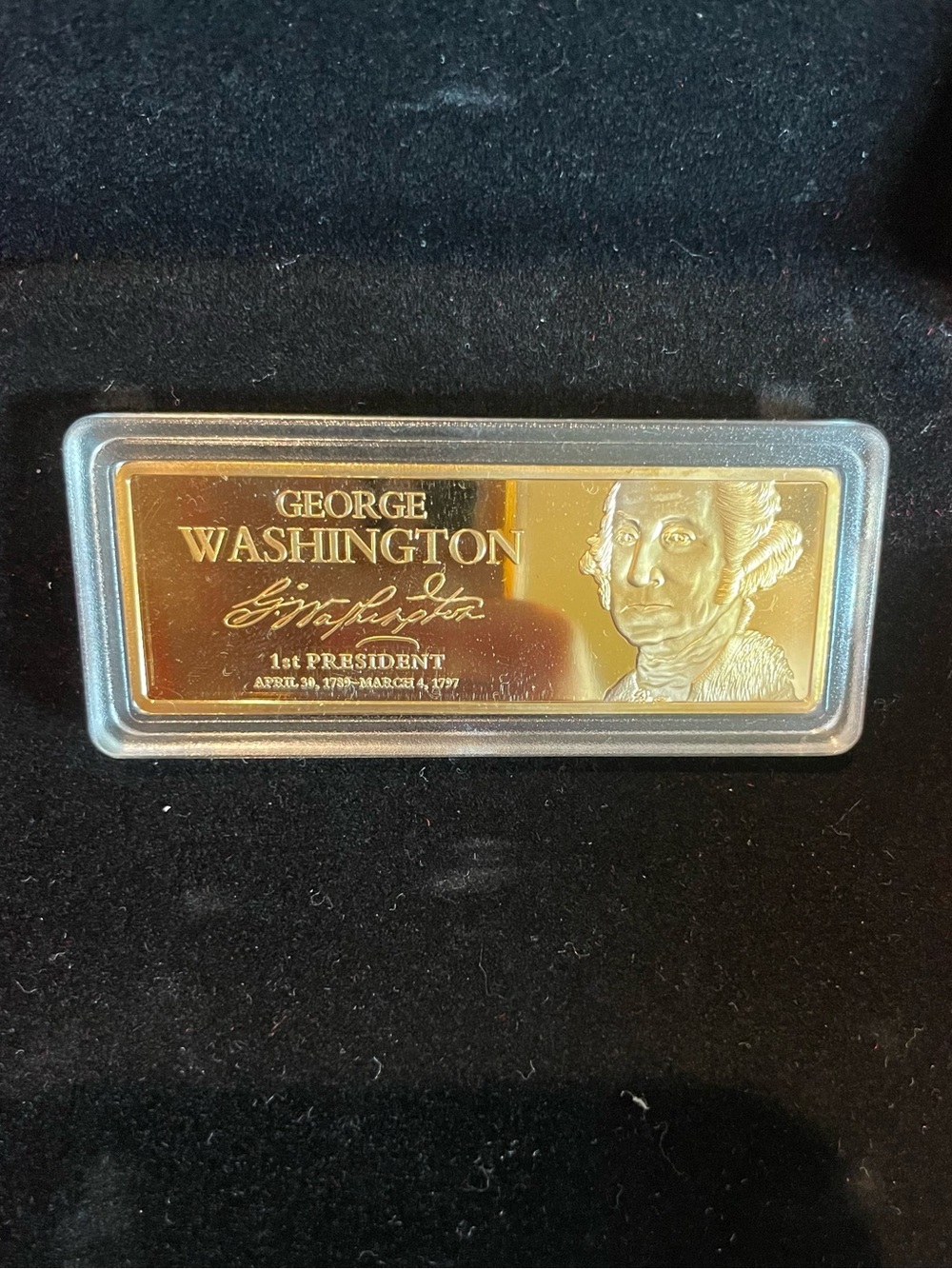 George Washington Gold Tone Commemorative Bar - Gold